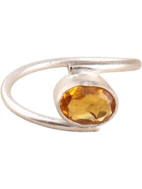 Citrine Elegant 8X6mm Bezel Set Gemstone 925 Silver Statement Ring